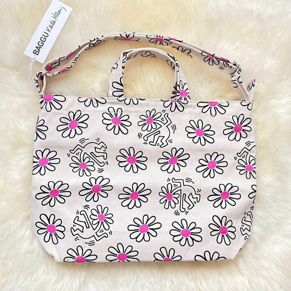 BAGGU x Keith Harring NWT Horizontal Zip Duck Bag - Keith Haring Flower